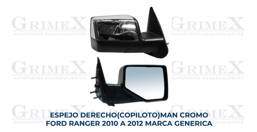 Espejo Ford Ranger 2010-10-2011-2012-12 Manual Cromo Ore Foto 10