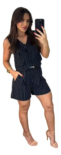 Terceira imagem para pesquisa de conjunto feminino elegante colete e short alfaiataria