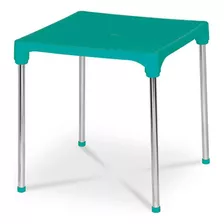 Mesa Quadrada Desmontável 70x70cm Casa Sala Jantar Cozinha Cor Azul-turquesa