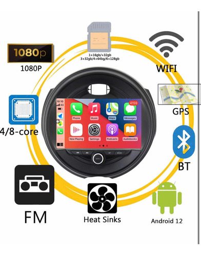Radio Android Carplay Mini Cooper F54 F55 F56 2014-2016 Foto 2