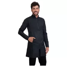 Jaleco Gola Padre Gabardine Zíper Vislon Slim Masculino 