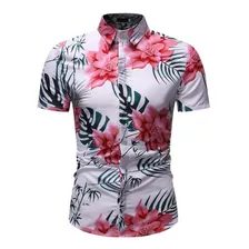 Camisa Hombre Con Estampado De Flores Cuello Vuelto Casual