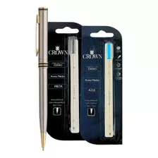 Caneta Luxo Crown Veneto Esferográfica Yw13904-s + 2 Cargas