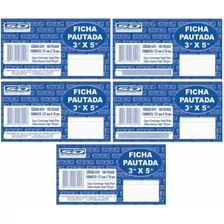 Ficha Pautada 3x5 São Domingos 100 Folhas Kit 5 Pct