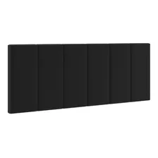 Cabeceira Cama King Painel Estofada 1,95x55 - Preto Suede