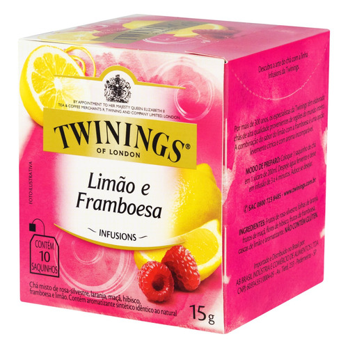 Chá Limão E Framboesa Twinings Infusions Caixa 15g 10 Unidades