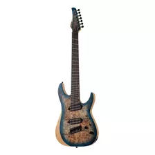 Guitarra Eléctrica Schecter Reaper-7 Multiscale De Fresno Satin Sky Burst Satin Con Diapasón De Ébano
