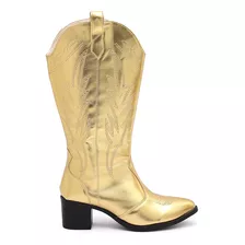 Bota Western Texana Feminina Bico Fino Country Cano Longo