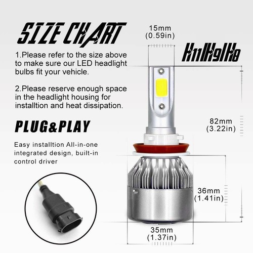 Kit De Bombillas Led H11 Para Nissan Sentra 2013-2018 2019 Foto 6