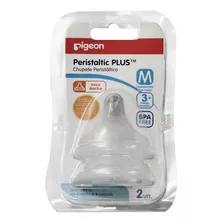 Tetina Pigeon Peristaltic Plus Cuello Ancho Flujo Medio 2 Pz