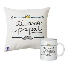 Kit Caneca E Almofada Presente Personalizado Amor Excluviso Cor Branco Desenho Do Tecido Presente Te Amo Pai