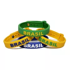Kit 50 Pulseira Emborrachada Brasil Acessórios Copa Do Mundo