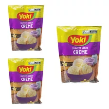 Pó Para Preparo De Sorvete Sabor Creme Yoki Kit Com 3 X 150g