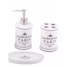 3 Accesorios Para Baño Paris Excelente Dispenser Jabon