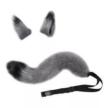 Conjunto De Cosplay De Pele Sintética Fox Ears Tail Animal F