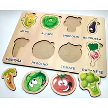 Brinquedo Madeira Jogo Educativo Encaixe De Vegetais