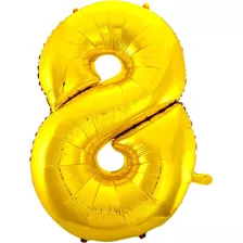 Balão Metalizado Dourado - Número 8 - Grande - 70 Cm