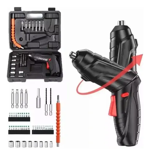 Destornillador Eléctrico Taladro Inalámbrico 3.6v, 47pcs Negro 4.2 50/60