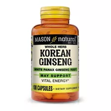 Mason Natural | Korean Ginseng White Panax Ginseng | 100 Cap