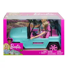 Muñeca Y Ken Con Coche Jeep, Muñecos Con Accesorios Mattel