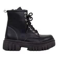 Botas Mujer Borcegos Eco Cuero Plataforma Invierno Botinetas