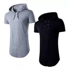 Kit 2 Camisas Longline Oversized Com Capuz Swag Básica