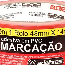 Fita De Pvc Para Demarcação De Solo Adelbras 48mmx14m Verm