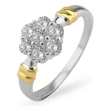 Anillo Flor Roseta Plata Y Oro Piedras Mama Mujer Novia Hija