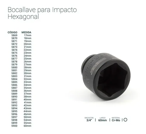 Llave Tubo Bremen 43 Mm Alto Impacto Enc 3/4 Largo 60mm Cod. 5894 Dgm Negro
