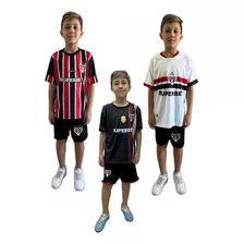 3 Kit Conjuntos Camiseta E Shorts São Paulo Infantil 