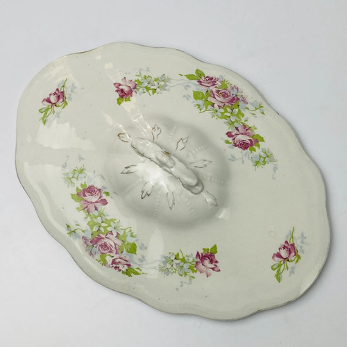 Sopeira Antiga Porcelana Floral Rosas 30cm Vintage Branco 5