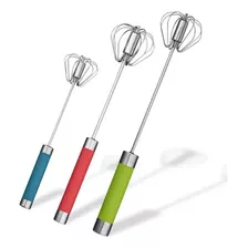 Batidor De Huevos Semiautomático, Acero Inoxidable, 3 Unidad