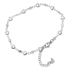 Tobillera Pulsera Mujer Corazones Pie Tobillo Acero Plateado