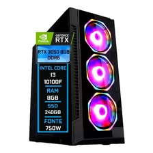 Pc Gamer Fácil Intel I3 10100f 8gb Rtx 3050 8gb Ssd 240gb