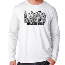 Camiseta Manga Longa Blusa Frio The Walking Dead Grupo Perso