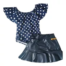 Conjunto Menina Saia Peplum+bory Preto 02 Ao 10 Nina Kid's