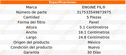 Paq 5 Filtros De Aire Xk 8 Cil 4.2l 2007/2009 Engine Fil Foto 2