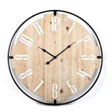 Reloj De Pared Mdf/hierro D60x4cm Numeros Blancos
