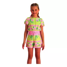 Conjunto Festa Infantil Feminino Short Cropped Casamento 