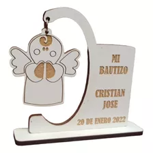 50 Recuerdos De Bautizo O Angelito Colgante Y Pedestal Mdf 