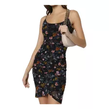 Vestido Guess Negro Flores Estampadas S