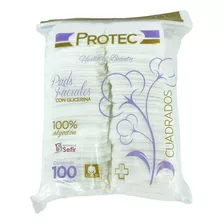 Pads Faciales Cuadrados Protec Con Glicerina Paq 100 Piezas