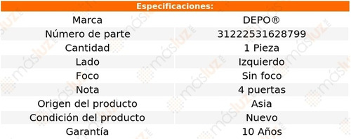 Calavera Izq S/foco Peugeot 207 09/11 Depo Foto 4