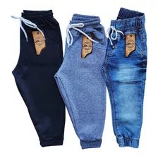 Kit Com 3 Calças Jeans Bebê Pmg Menino. 