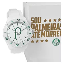 Relógio Masculino Palmeiras Branco Palestra Italia Sep23-001 Cor Do Fundo Prata