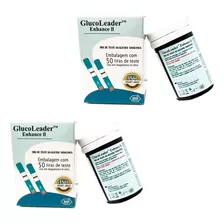 Kit 100 Tiras Glicemia Glucoleader Enhance Original Novo