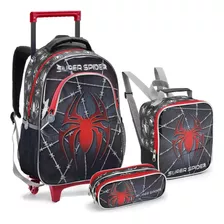 Kit Mochila Escolar Rodinha Super Spider Miles Morales