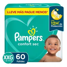 Paquete Pañales Pampers Confort Sec Talla Xxg 60 Und.