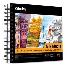 Cuaderno Ohuhu Para Bocetos Mix Media 124 Paginas 22x21cm