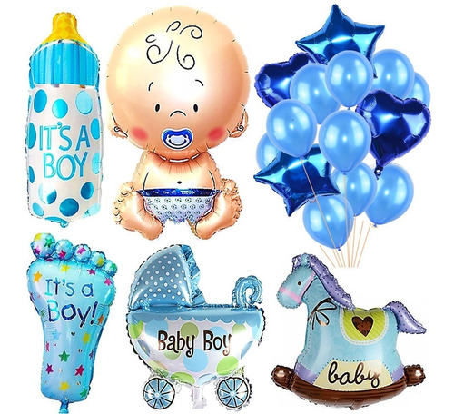 20 Globos Babyshower Azul Candybar Nacimiento Bebe Varon